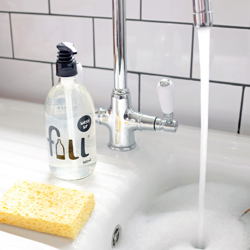 Fill Refill wash up glass bottle