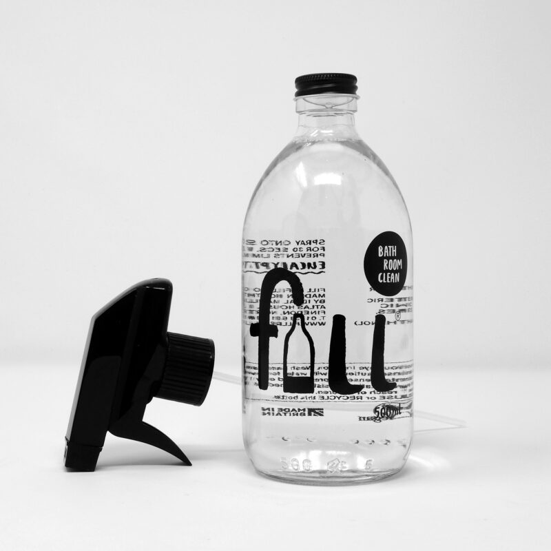 Fill Refill bathroom clean glass bottle