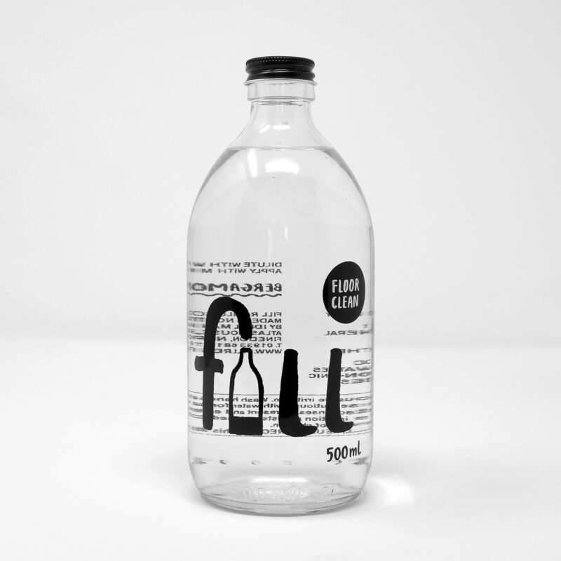 Fill Refill floor clean glass bottle
