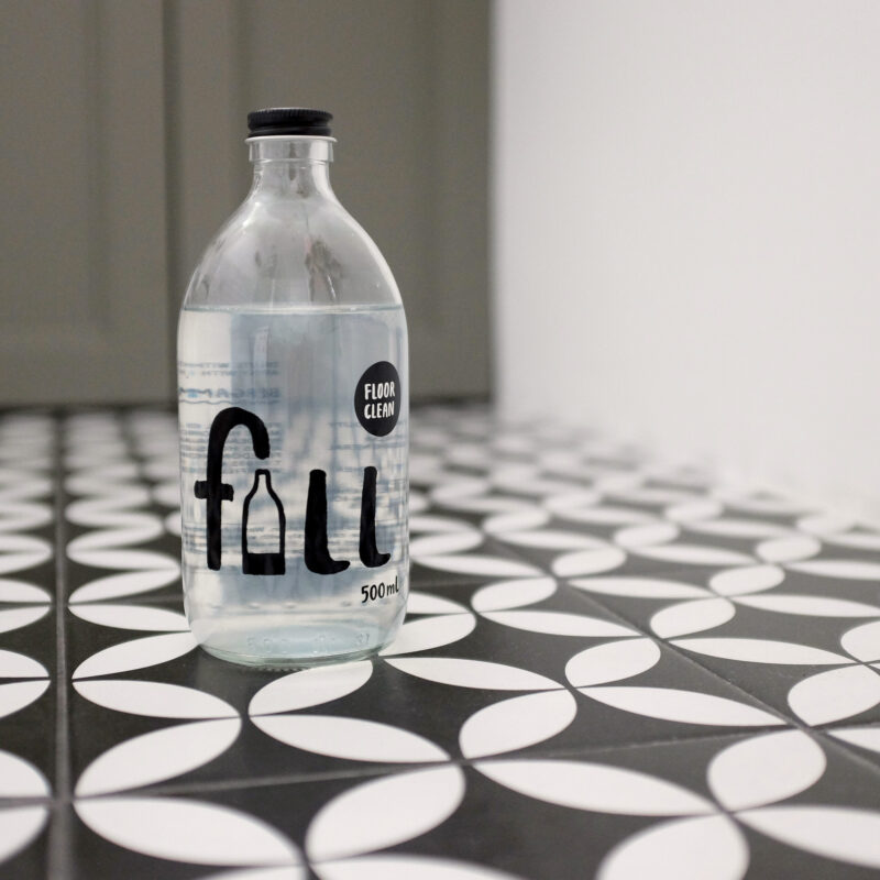 Fill Refill floor clean glass bottle