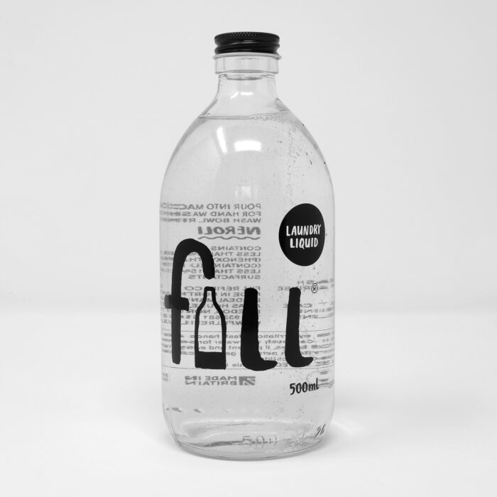 Fill Refill laundry liquid glass bottle