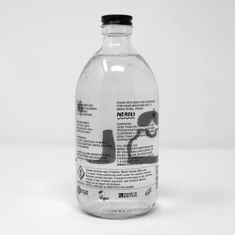 Fill Refill laundry liquid glass bottle