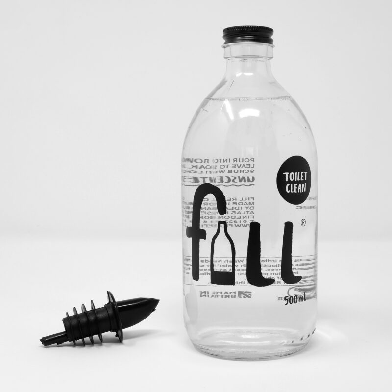 Fill Refill toilet clean glass bottle