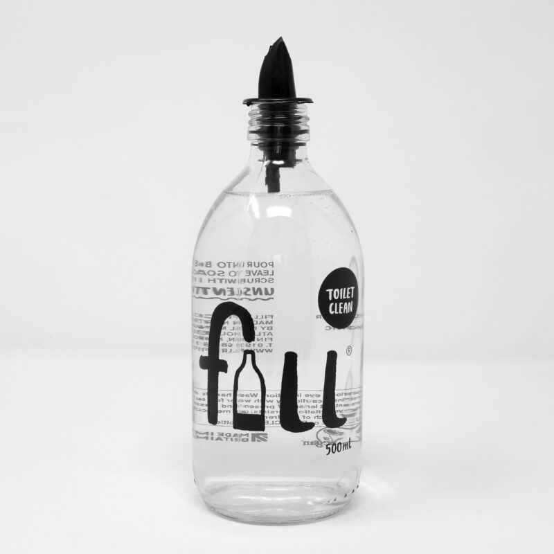 Fill Refill toilet clean glass bottle