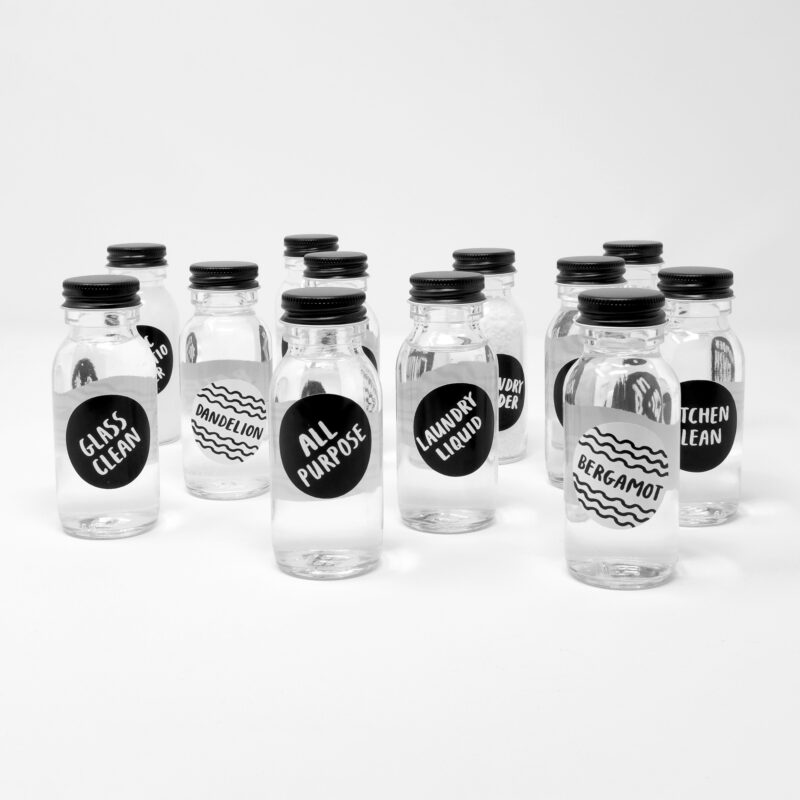 Fill samples in glass bottles