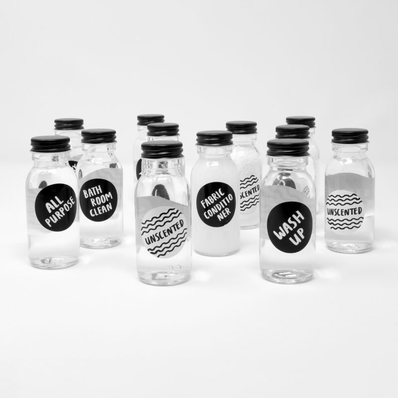 Fill samples in glass bottles