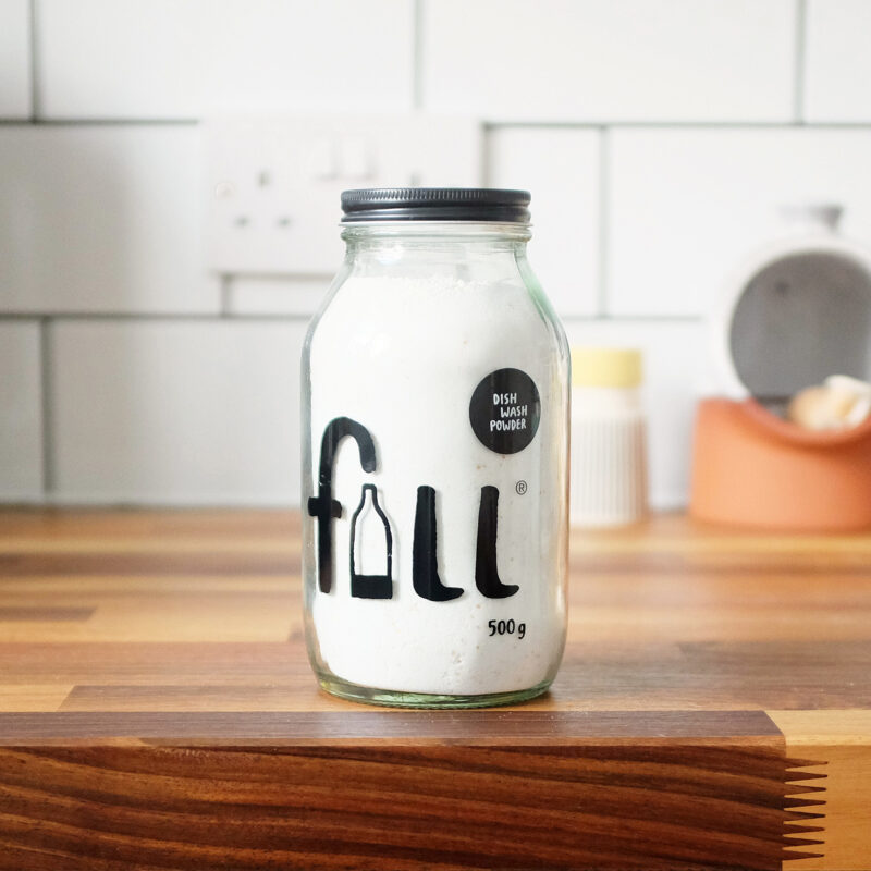 Fill Refill dishwash powder glass jar