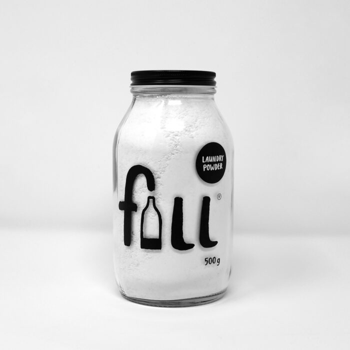 Fill Refill laundry powder glass jar