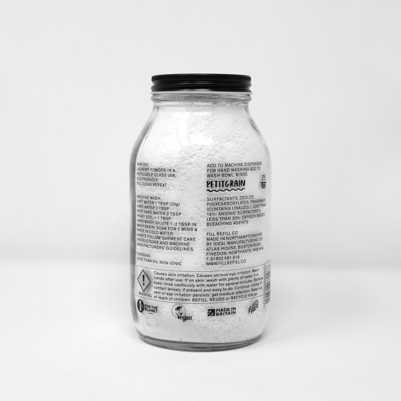 Fill Refill laundry powder glass jar