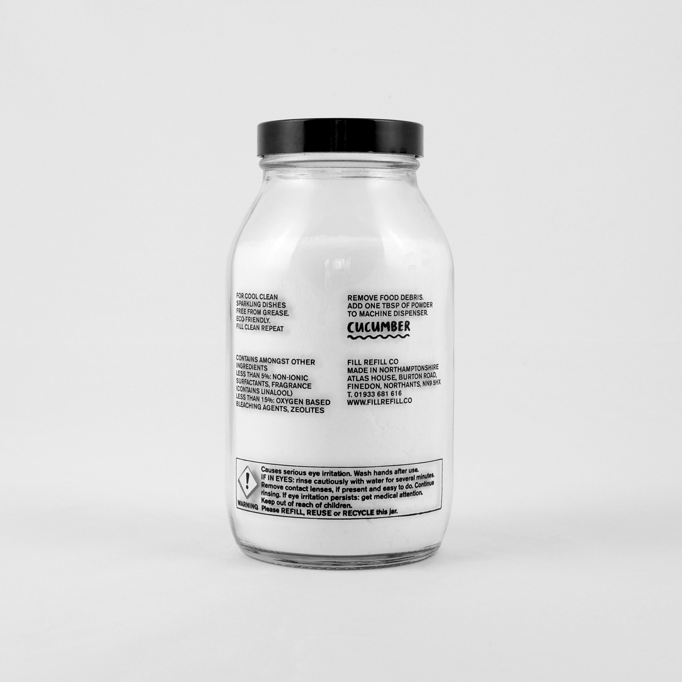 Dishwash Powder 500g Glass Jar New Formula Fill Refill Co