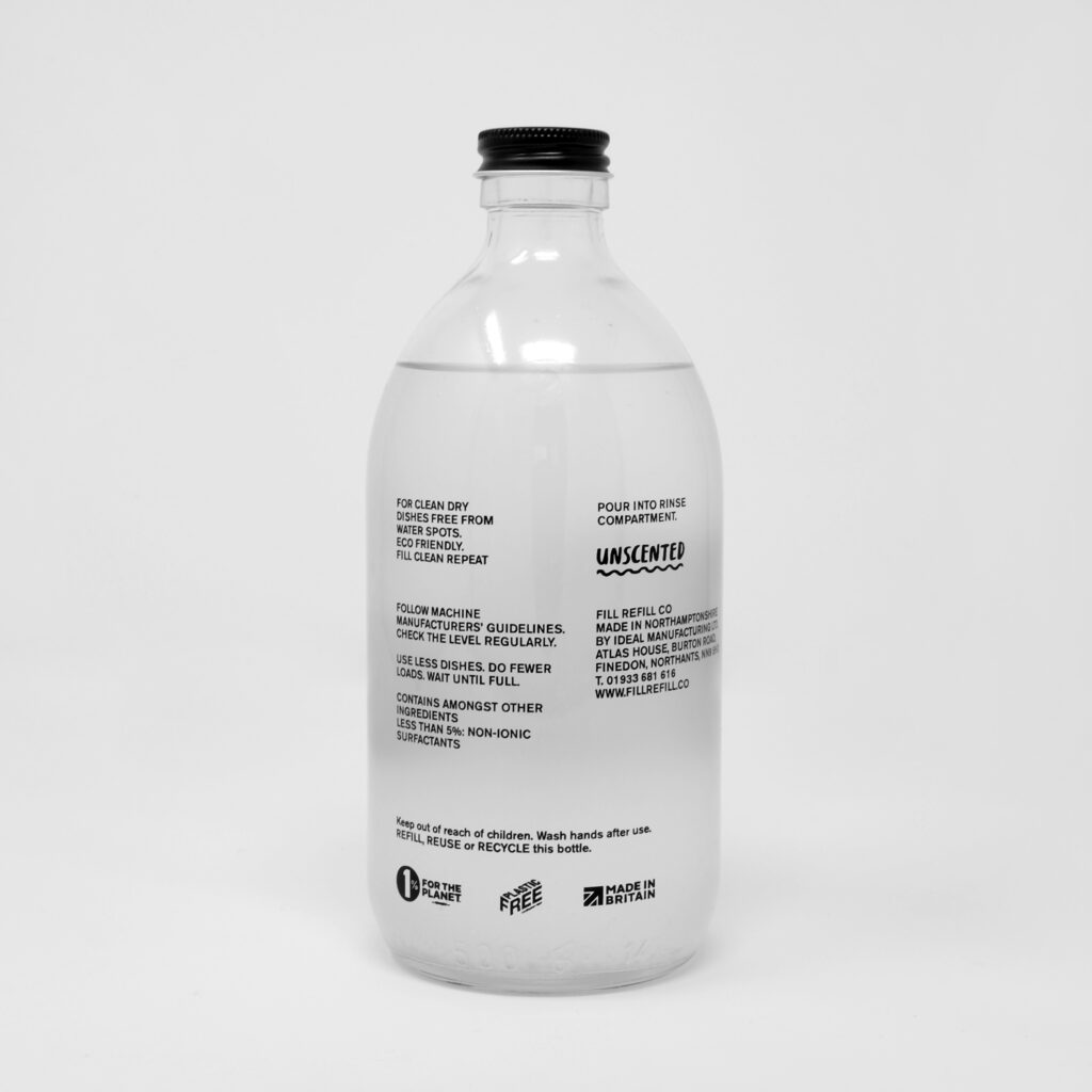 Rinse Aid 500ml glass bottle Fill Refill Co Refillable Eco