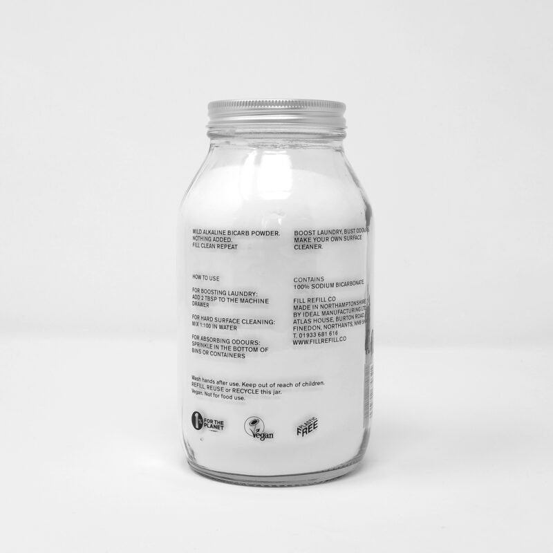 Fill Refill bicarbonate of soda glass jar