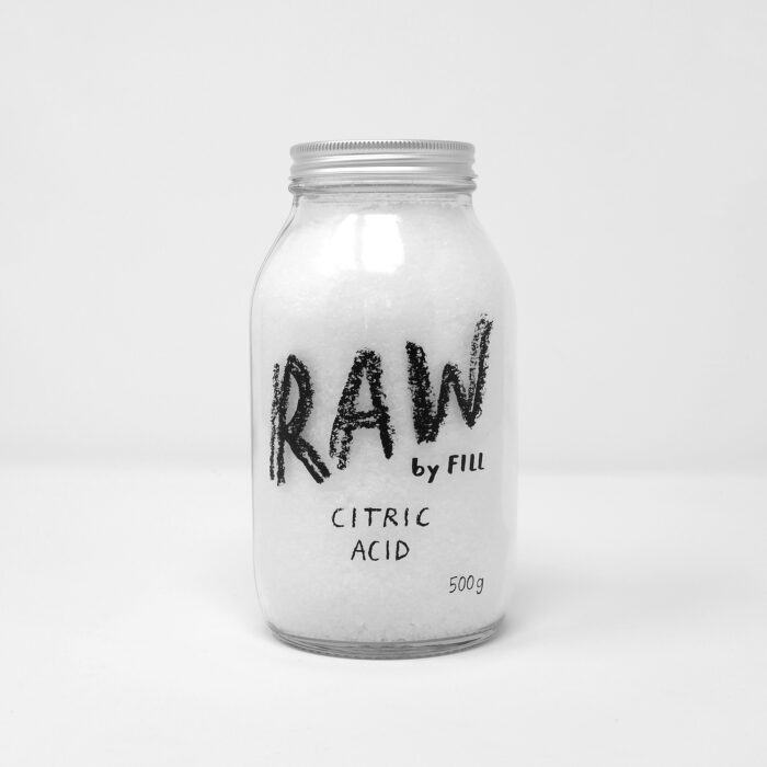 Fill Refill citric acid glass jar