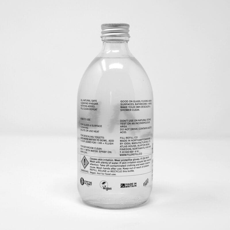 Fill Refill cleaning vinegar glass bottle