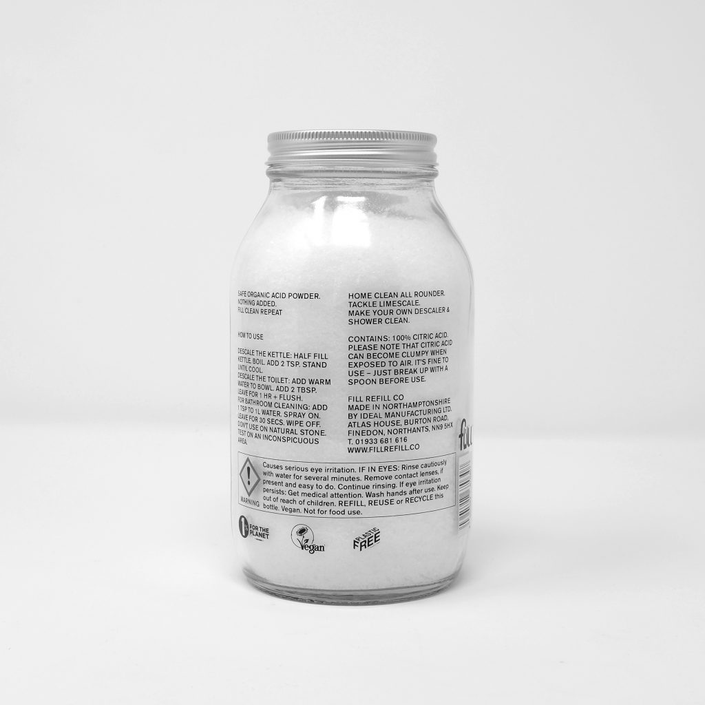 Citric Acid 500g Glass Jar Fill Refill Co Refillable Eco Household & Personal Care Products