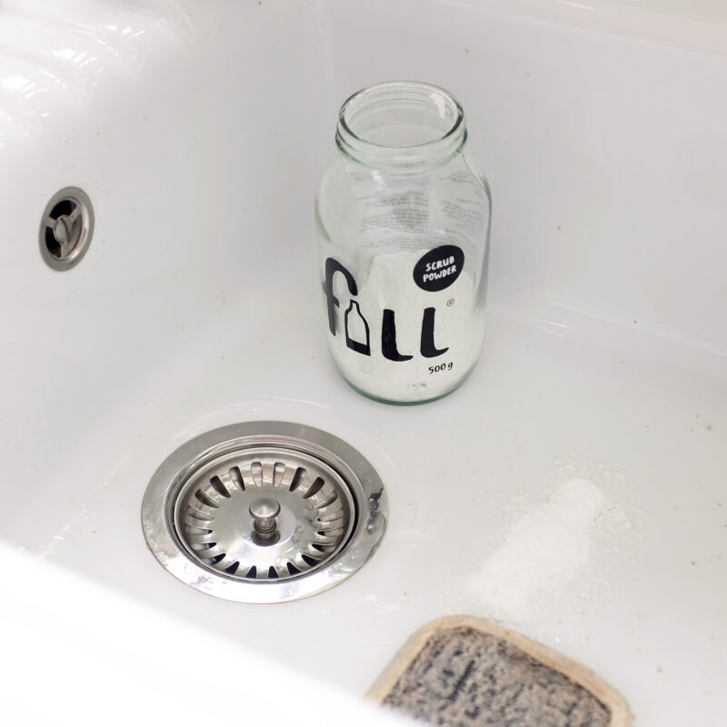 Fill Refill scrub powder glass jar