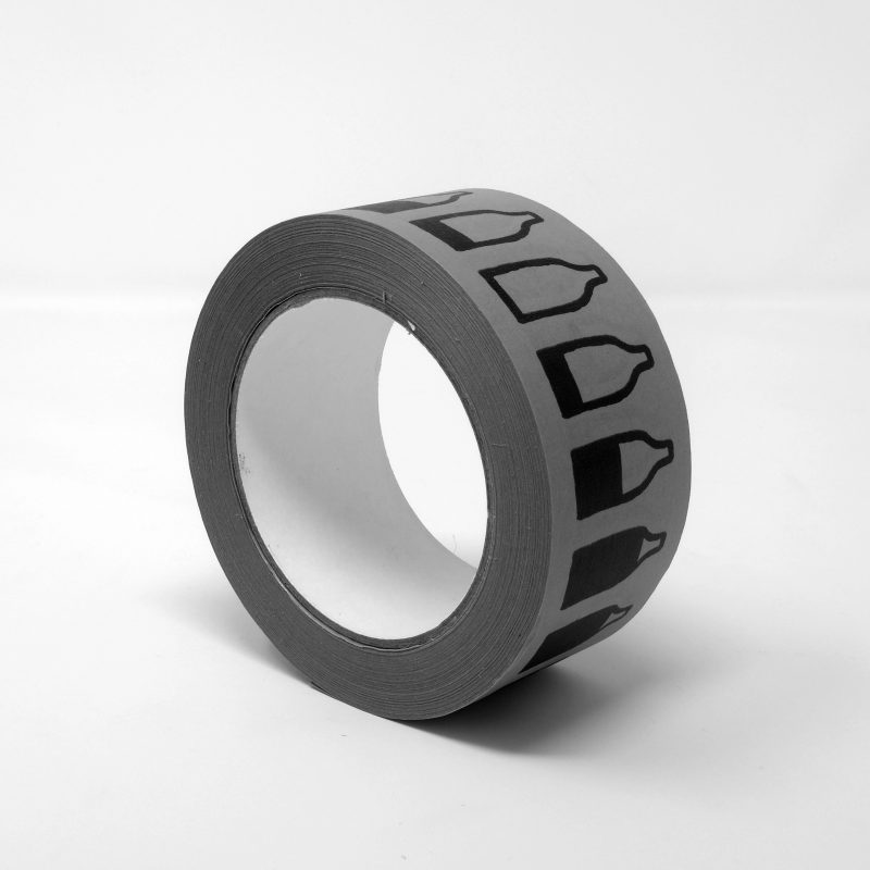 Plastic free tape. Paper tape with Fill bottles