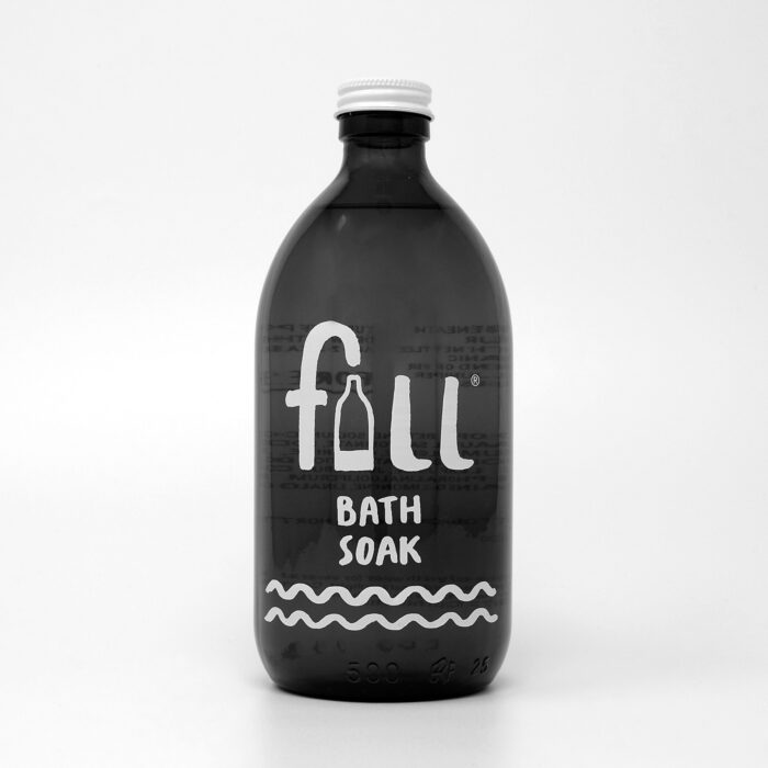 Fill Refill bath soak glass bottle