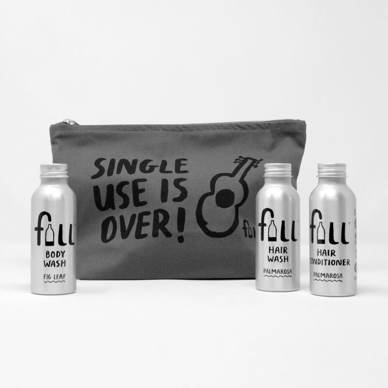 Camping Kit Plastic Free wash bag and refillable products