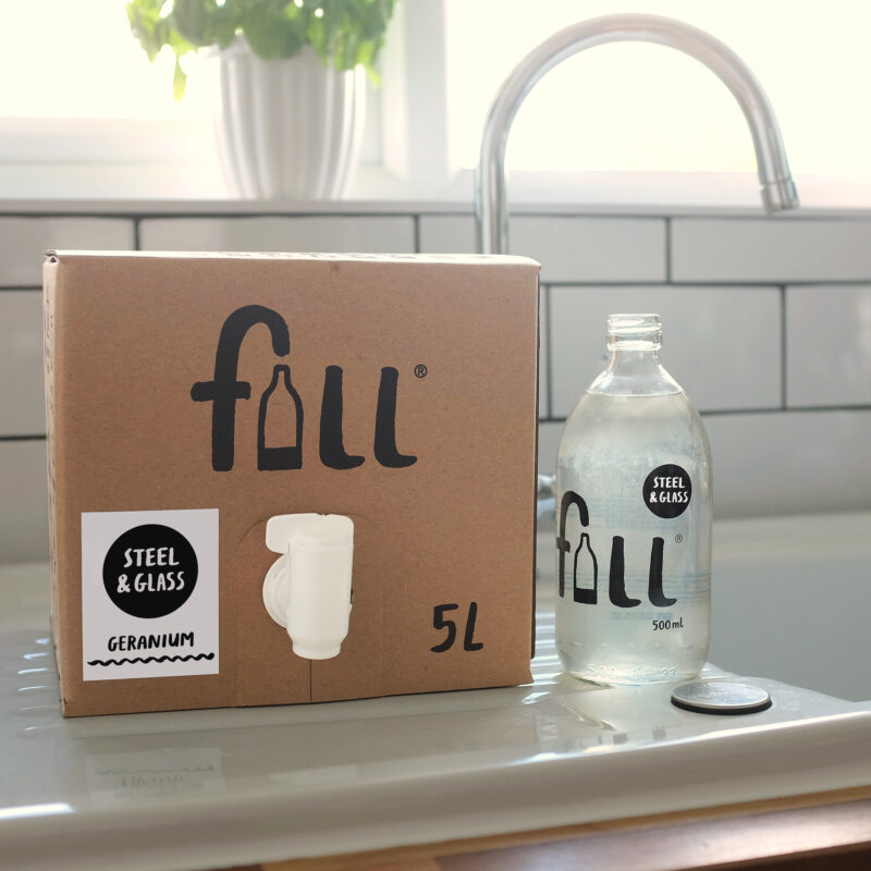 Fill home refill bag-in-box Steel and Glass cleaner