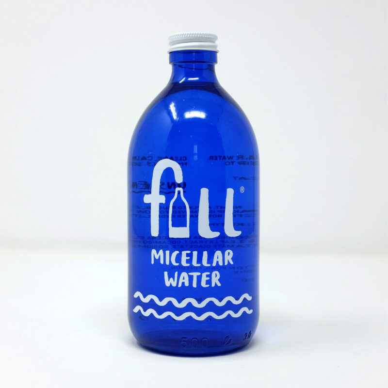 Blue glass bottle micellar water