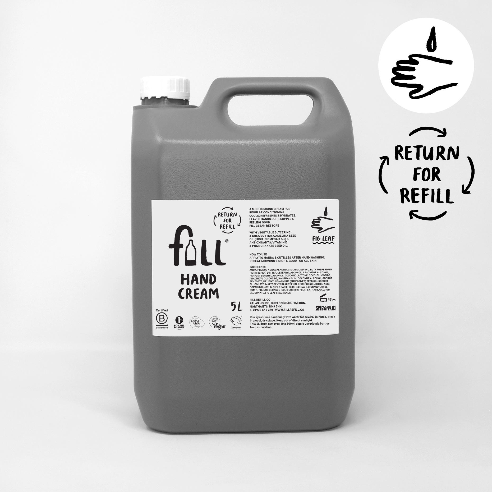 Fill hand cream 5L drum refill