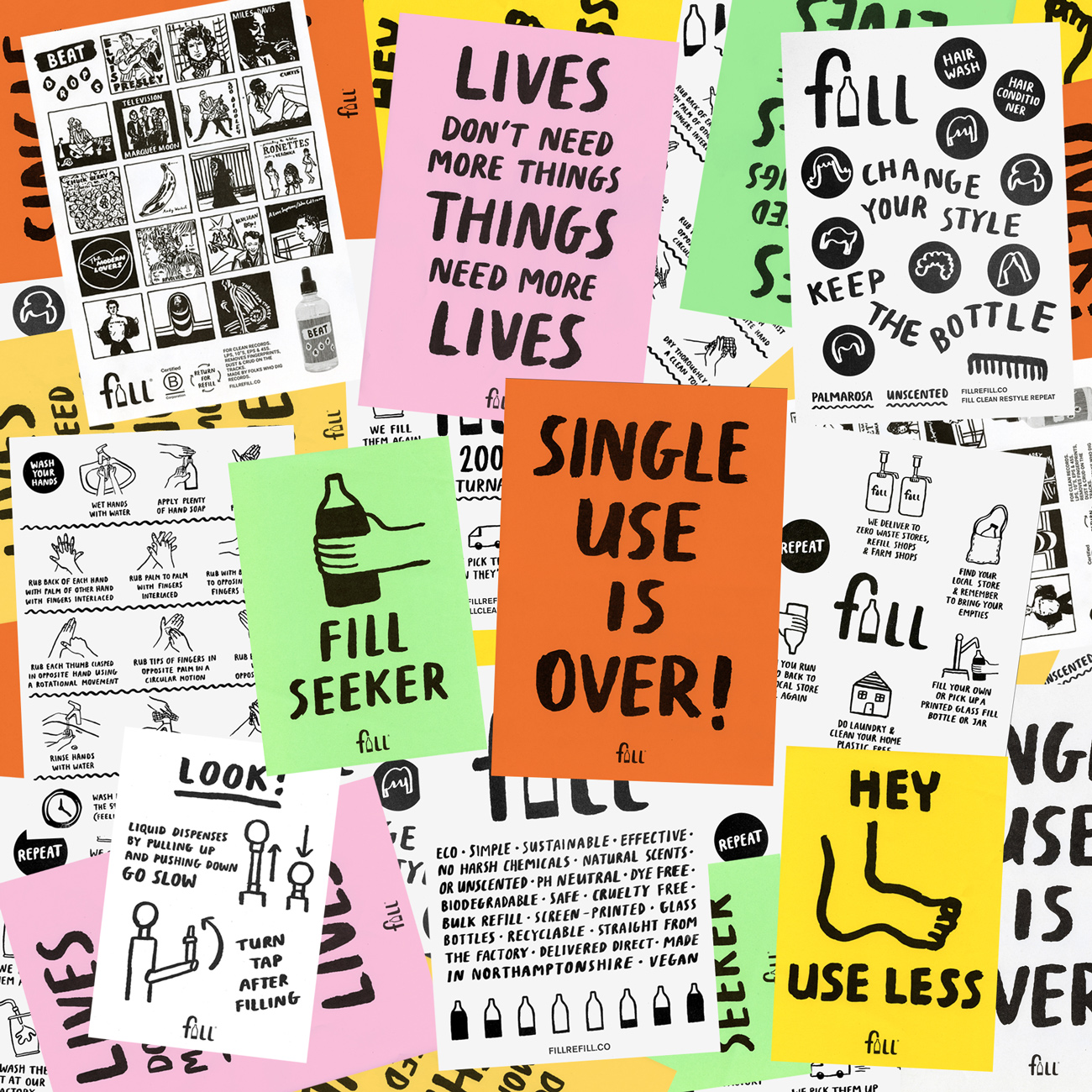 Collage of all Fill Risograph posters