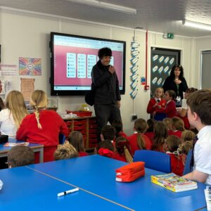 Phill giving a talk to West Park Primary students